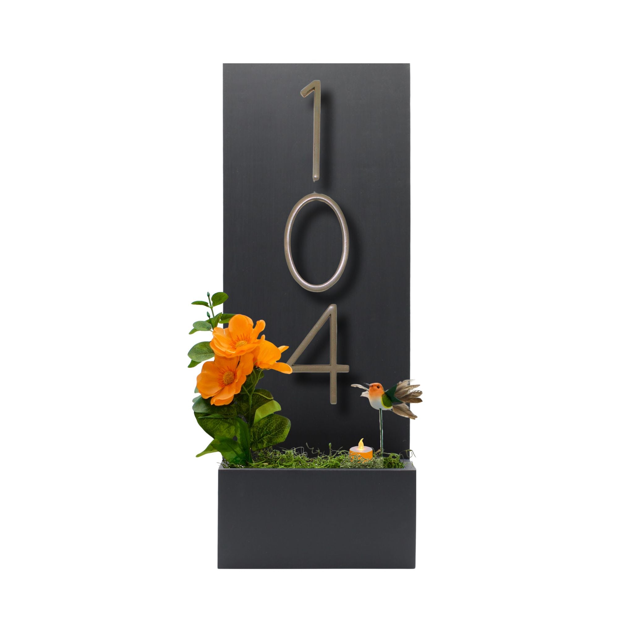 Vertical House Number Sign with Refillable Box