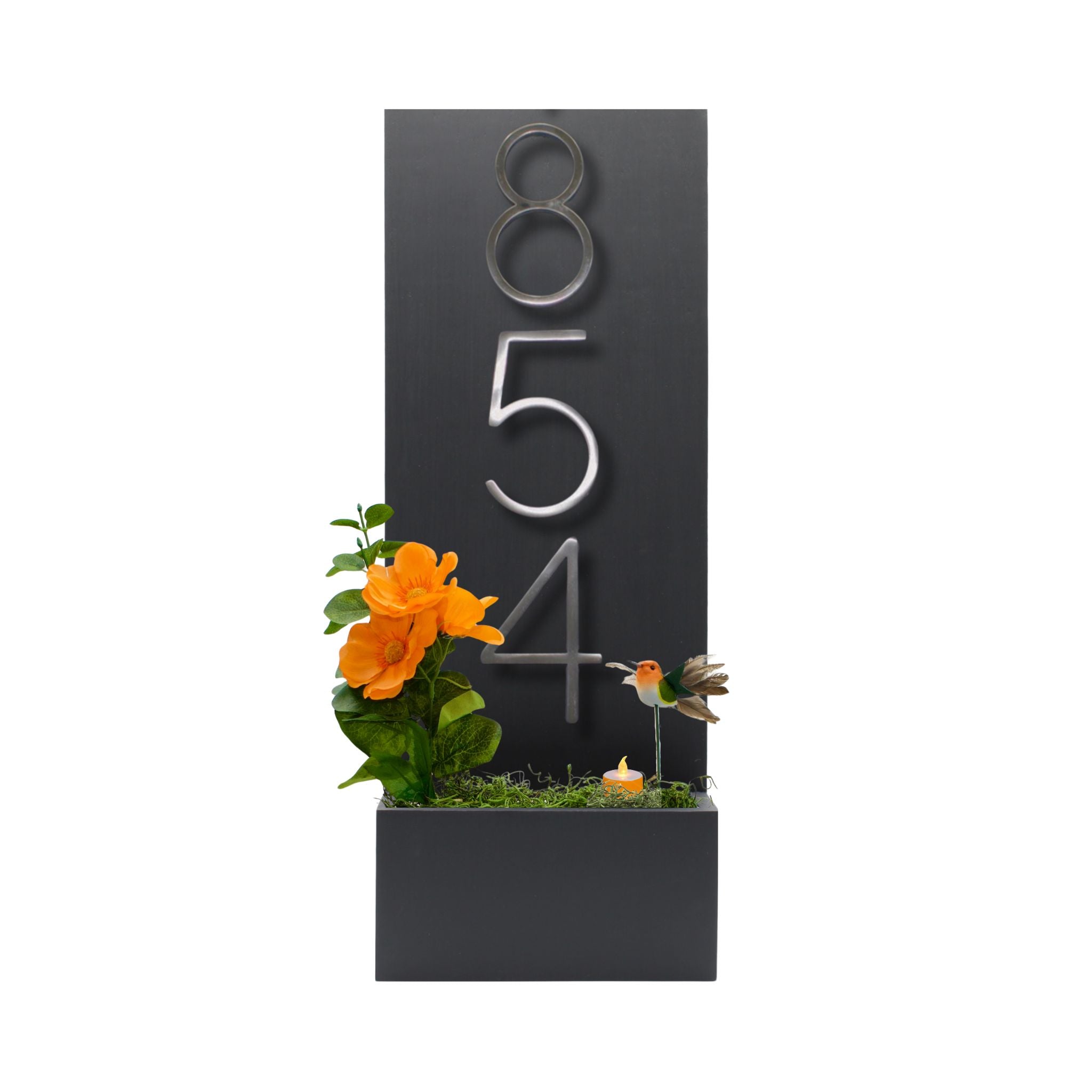 Vertical House Number Sign with Refillable Box