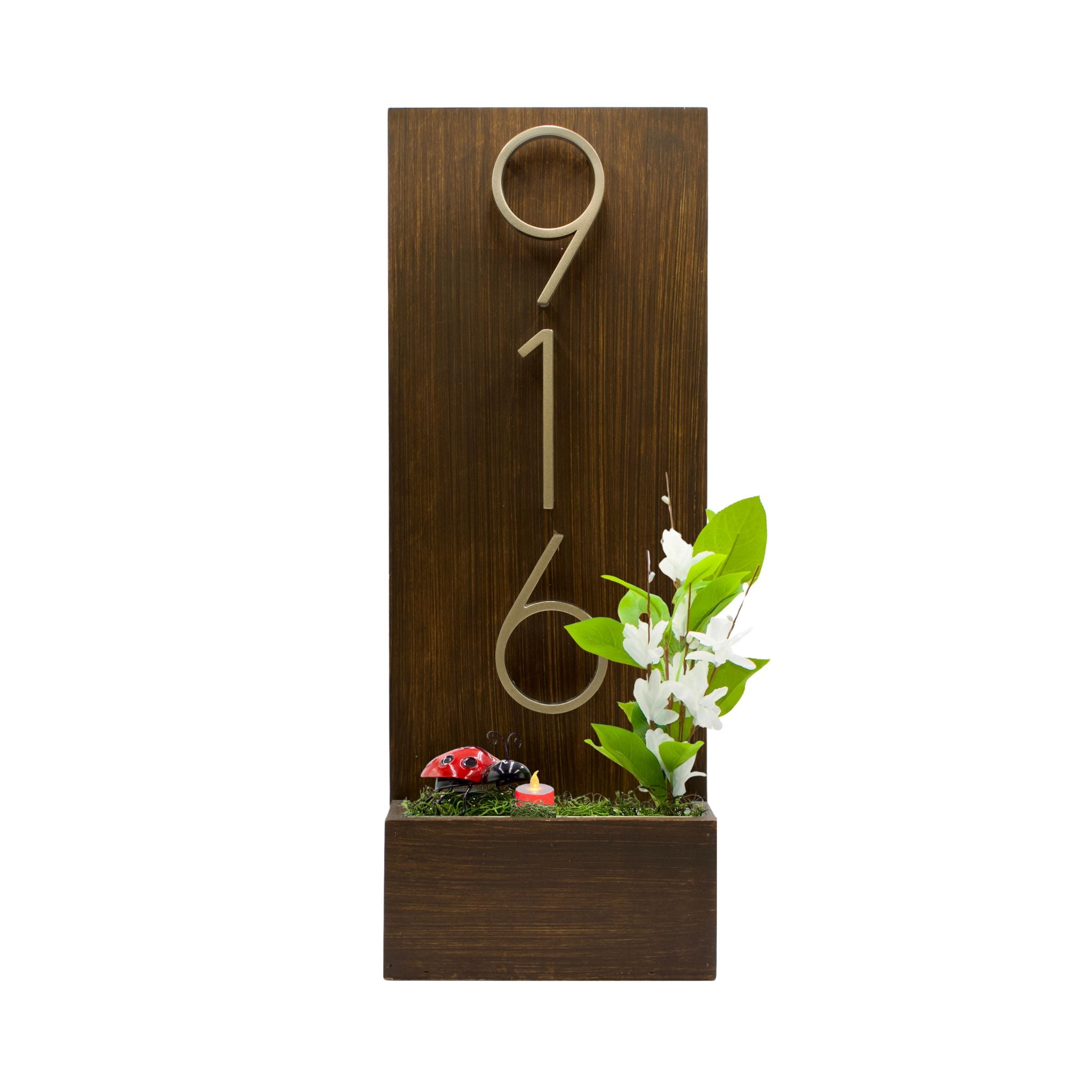 Vertical House Number Sign with Refillable Box
