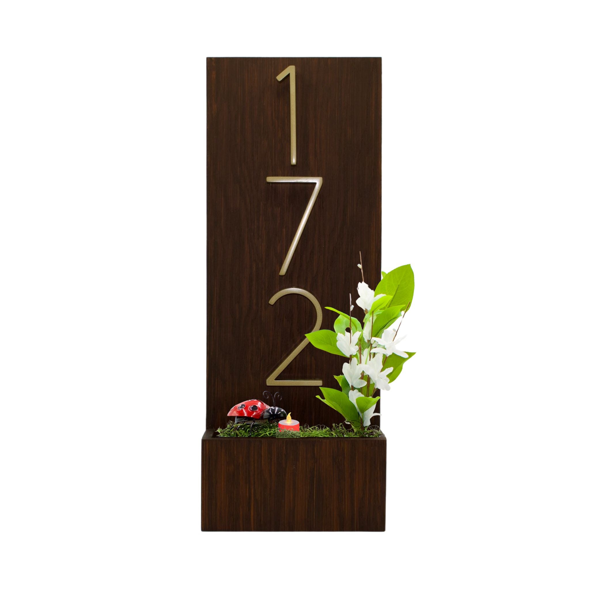 Vertical House Number Sign with Refillable Box