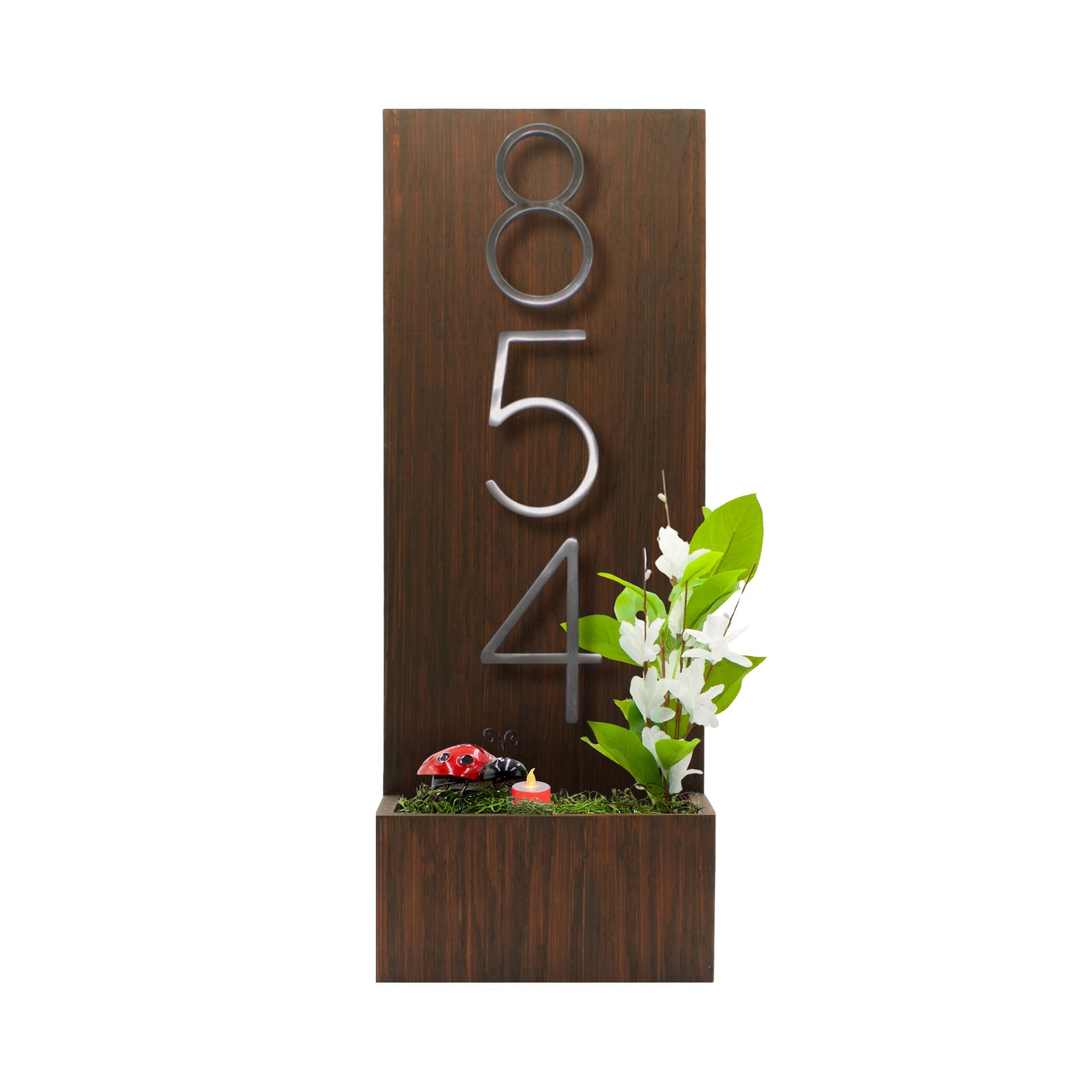 Vertical House Number Sign with Refillable Box