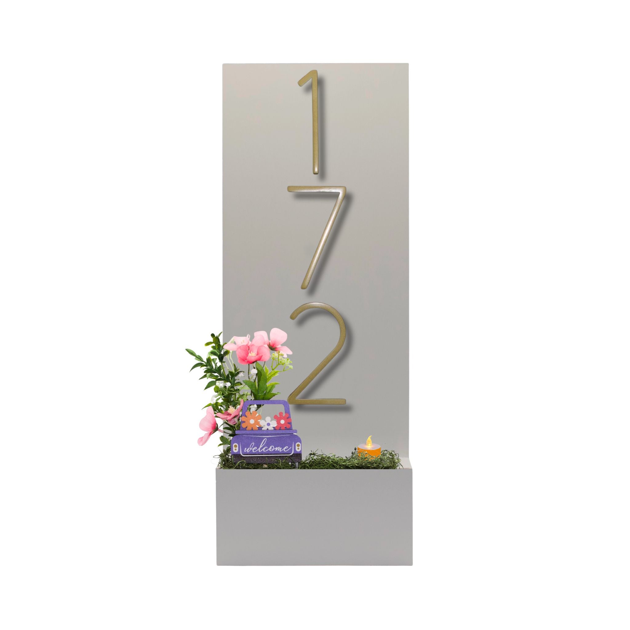 Vertical House Number Sign with Refillable Box