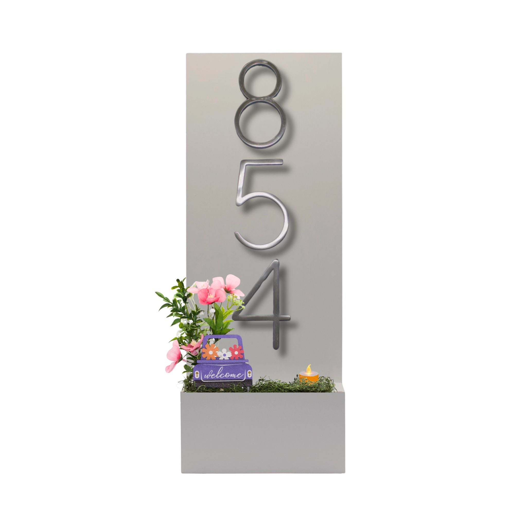 Vertical House Number Sign with Refillable Box