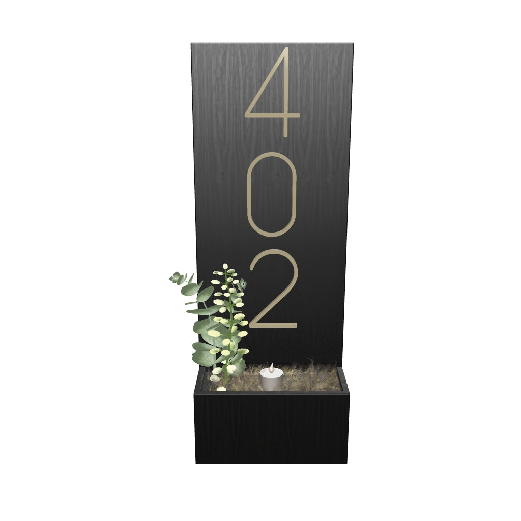 Vertical House Number Sign with Refillable Box
