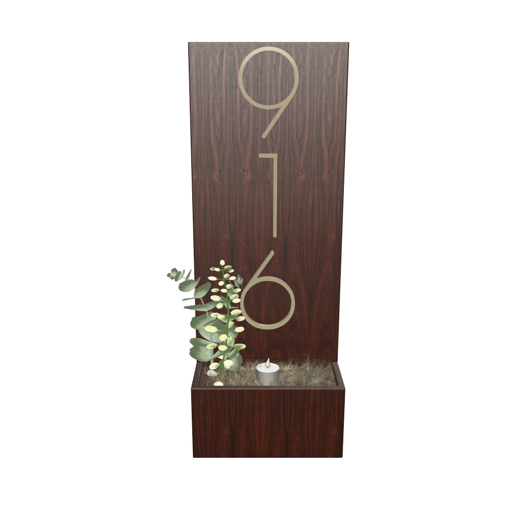 Vertical House Number Sign with Refillable Box