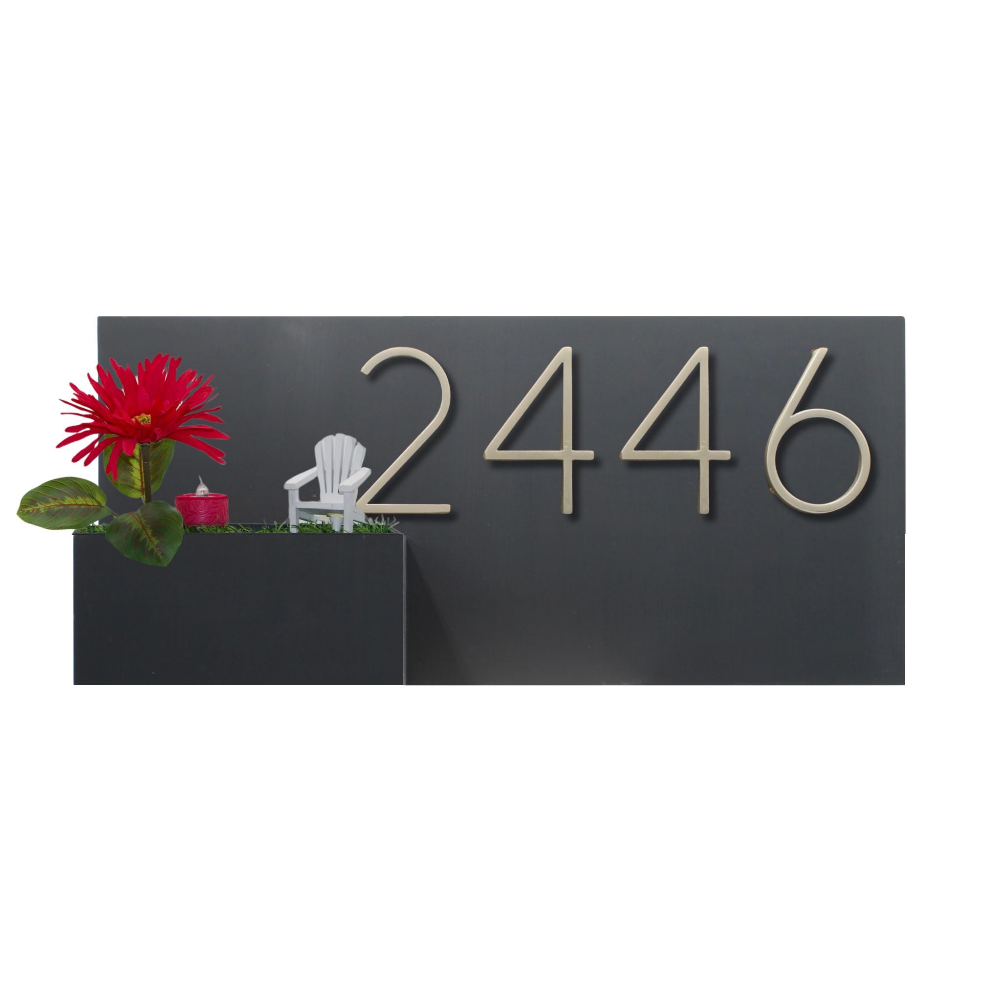 Horizontal House Number Sign with Refillable Box