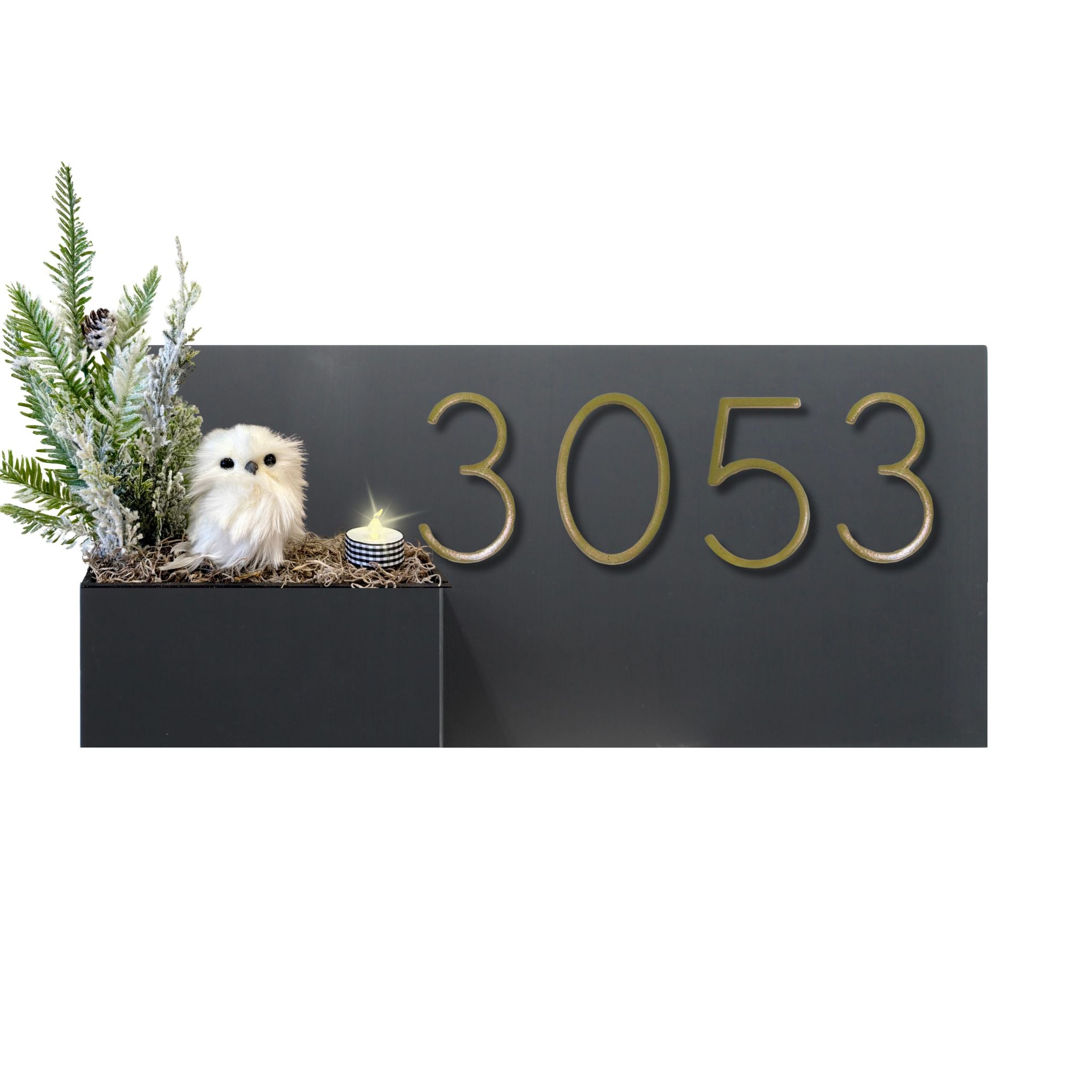 Horizontal House Number Sign with Refillable Box