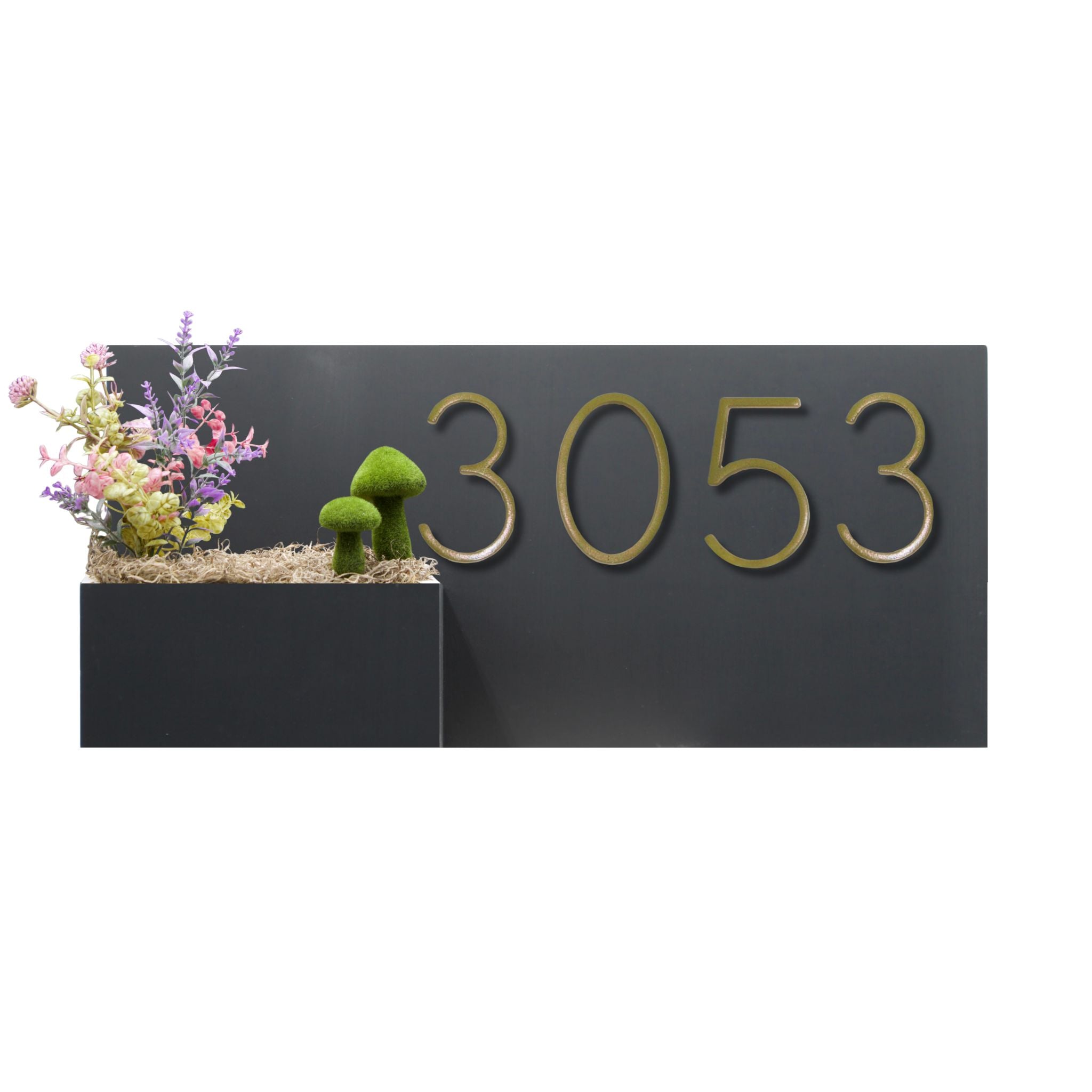 Horizontal House Number Sign with Refillable Box