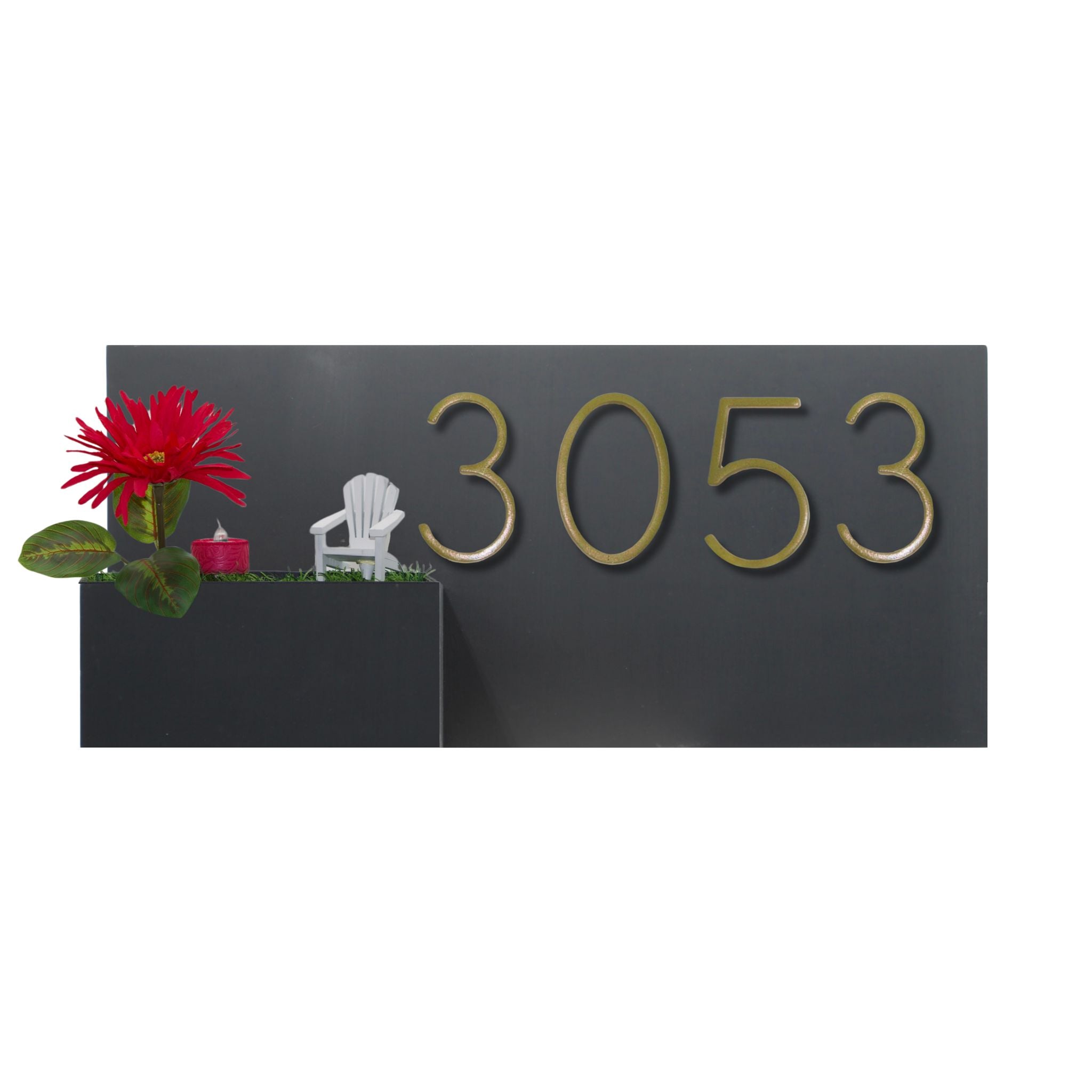 Horizontal House Number Sign with Refillable Box