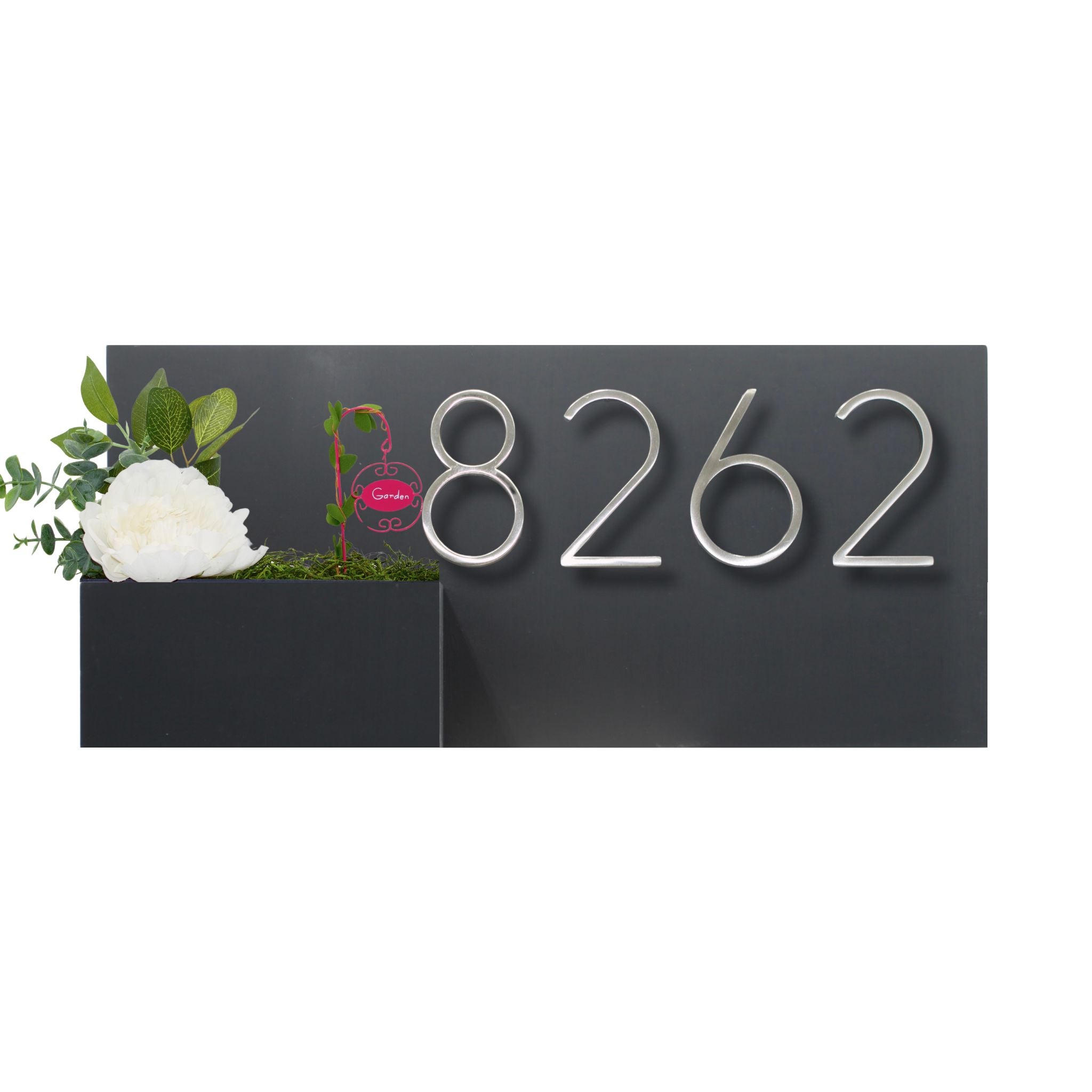 Horizontal House Number Sign with Refillable Box