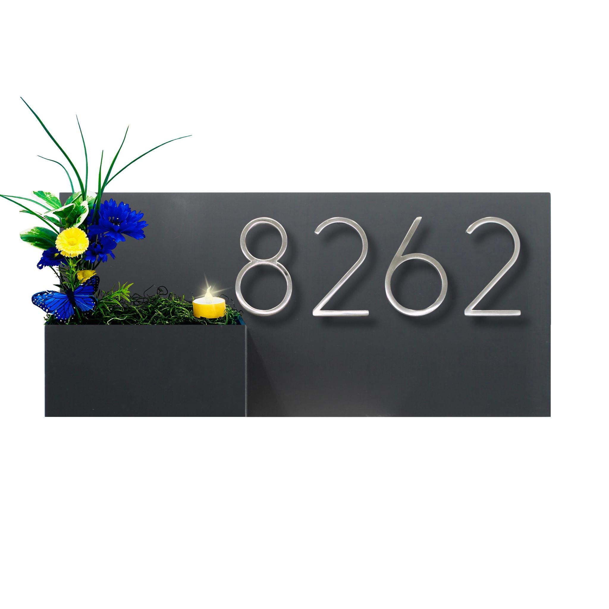 Horizontal House Number Sign with Refillable Box