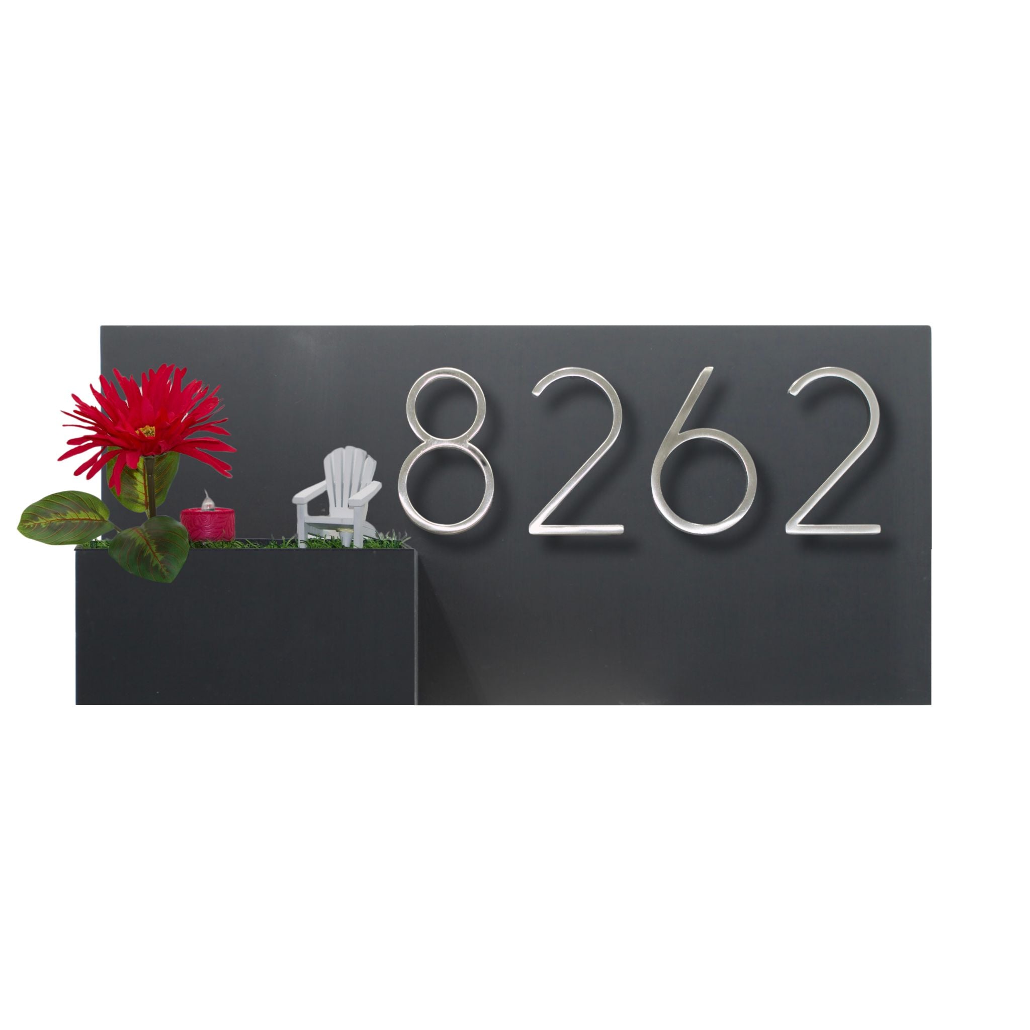Horizontal House Number Sign with Refillable Box