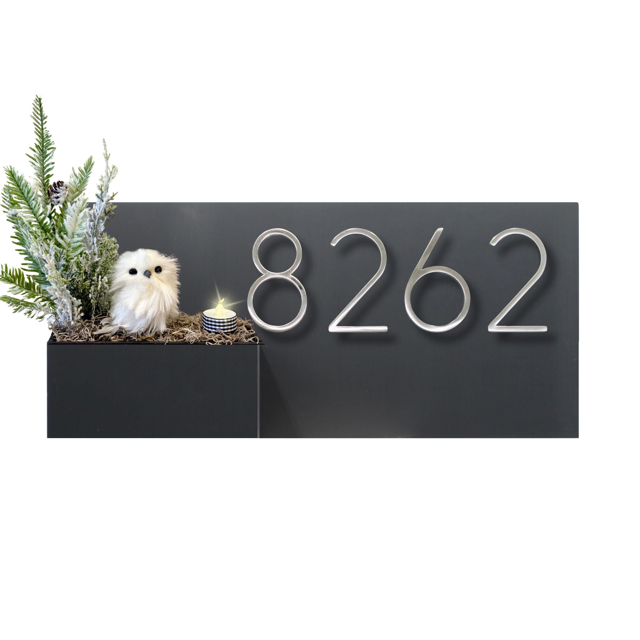 Horizontal House Number Sign with Refillable Box