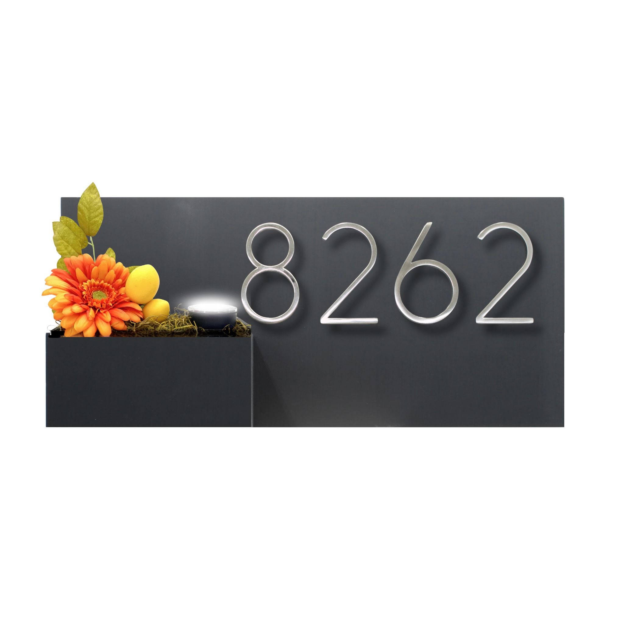 Horizontal House Number Sign with Refillable Box