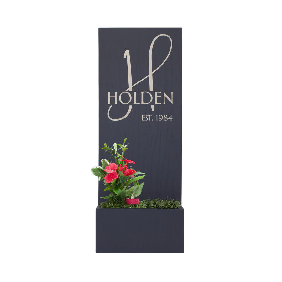 Vertical Custom House Sign with Last Name or Greeting and Planter Box ...