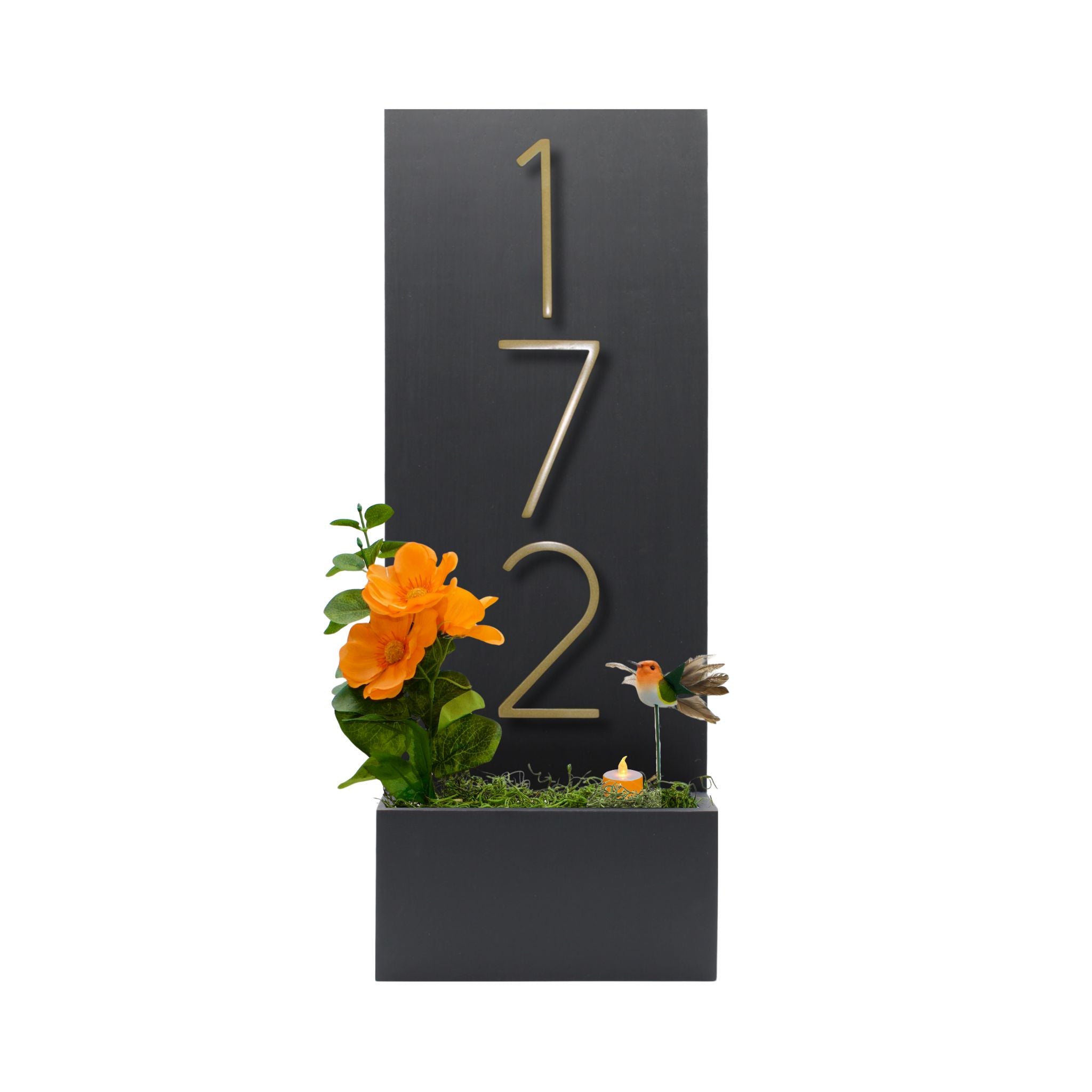 Vertical House Number Sign with Refillable Box