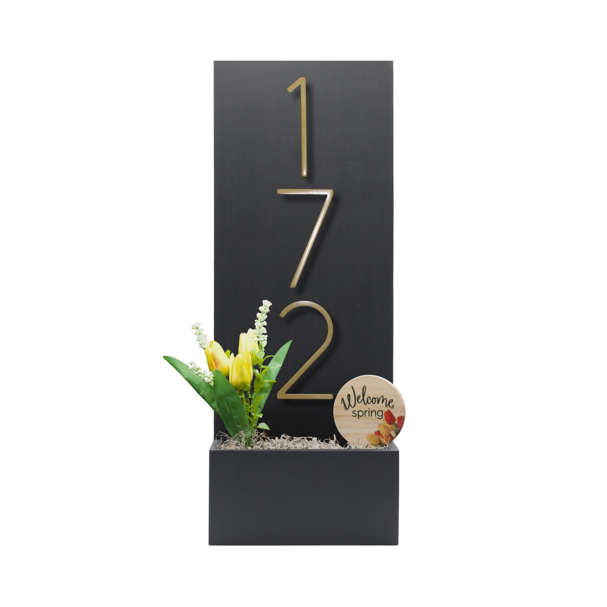 Vertical House Number Sign with Refillable Box