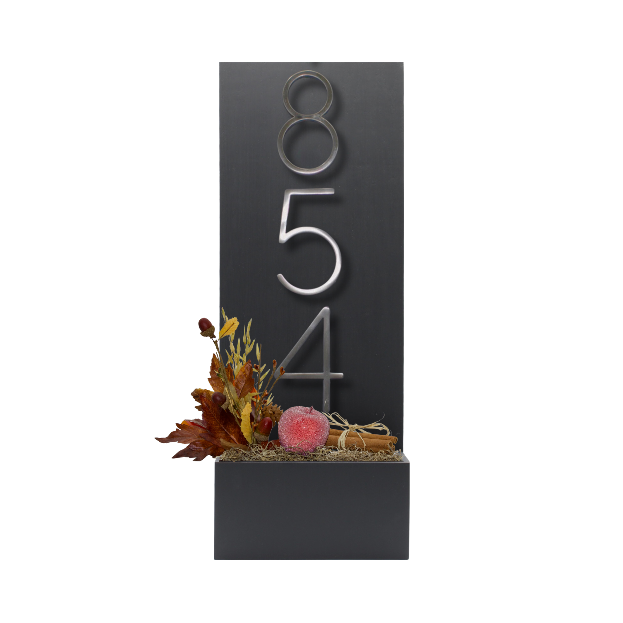 Vertical House Number Sign with Refillable Box