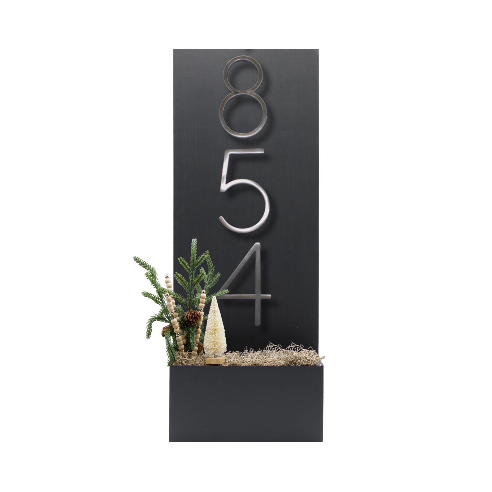 Vertical House Number Sign with Refillable Box