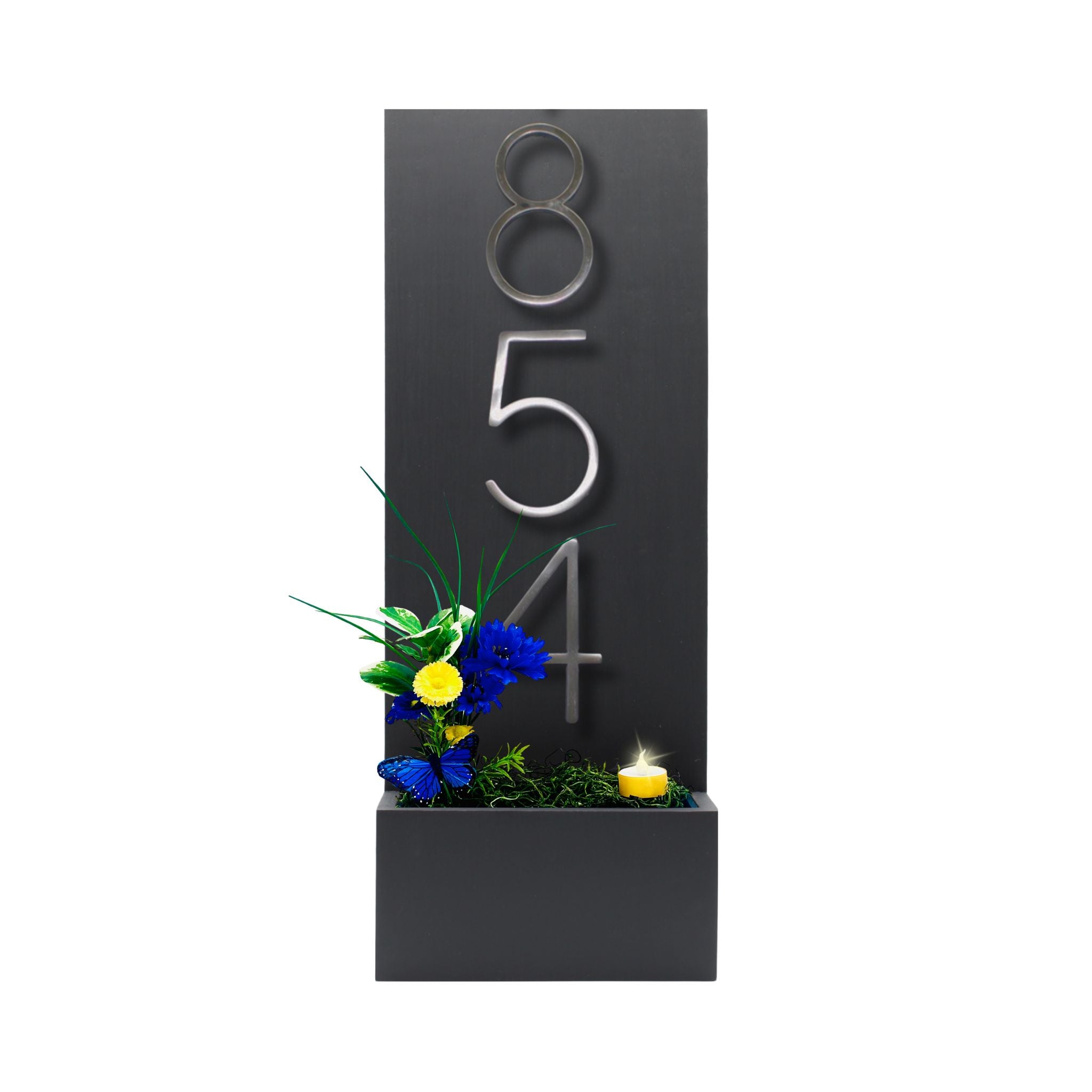 Vertical House Number Sign with Refillable Box