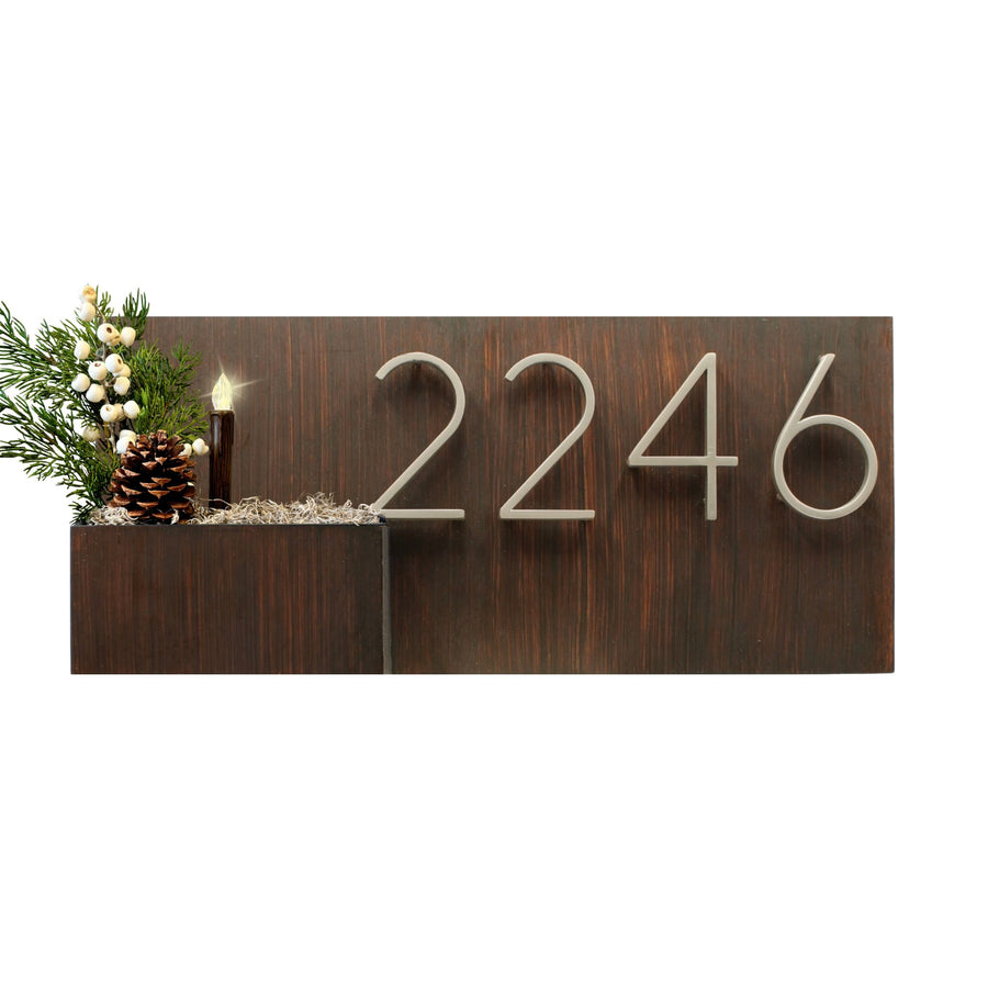 Horizontal House Number Sign with Metal Numbers and Planter Box ...