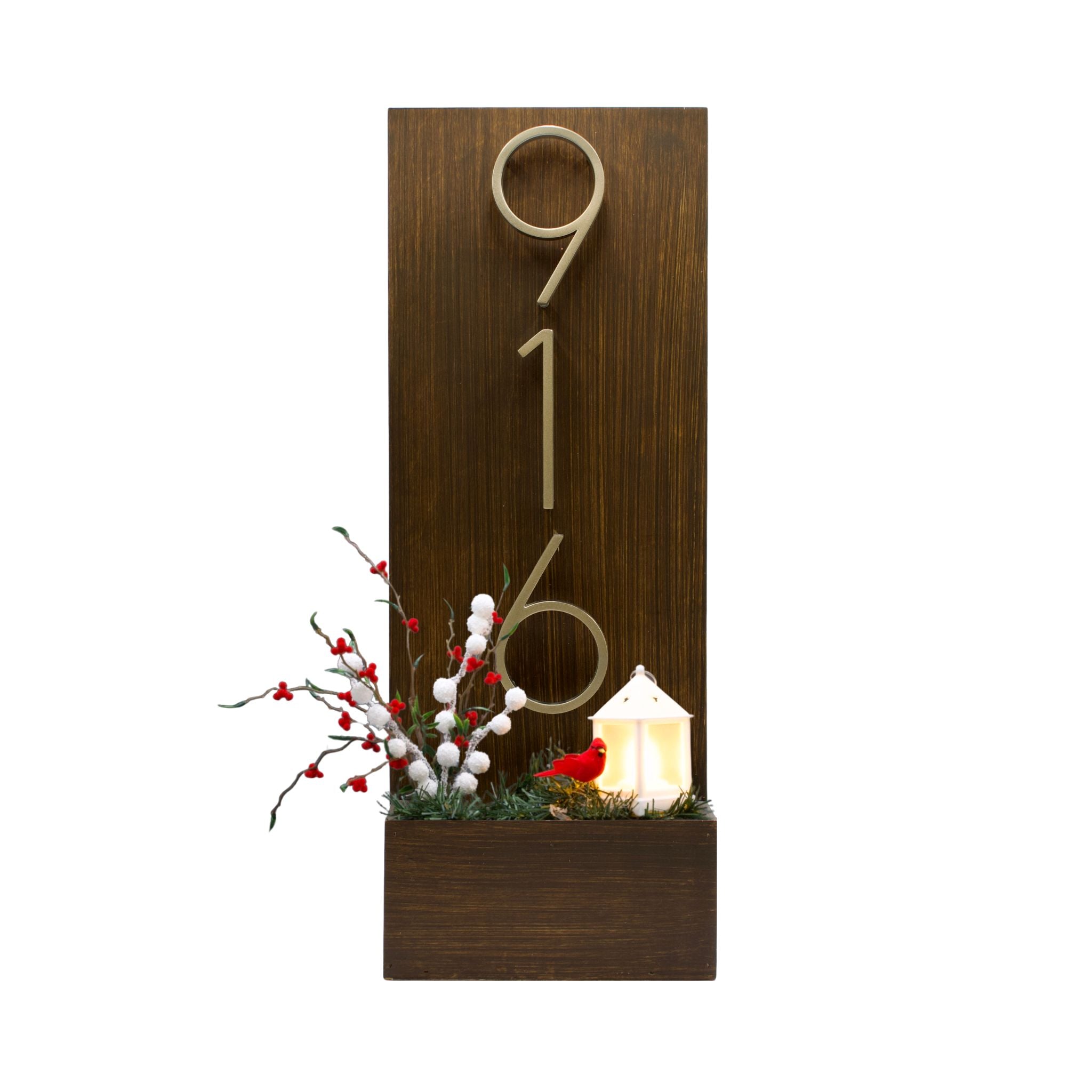 Vertical House Number Sign with Refillable Box