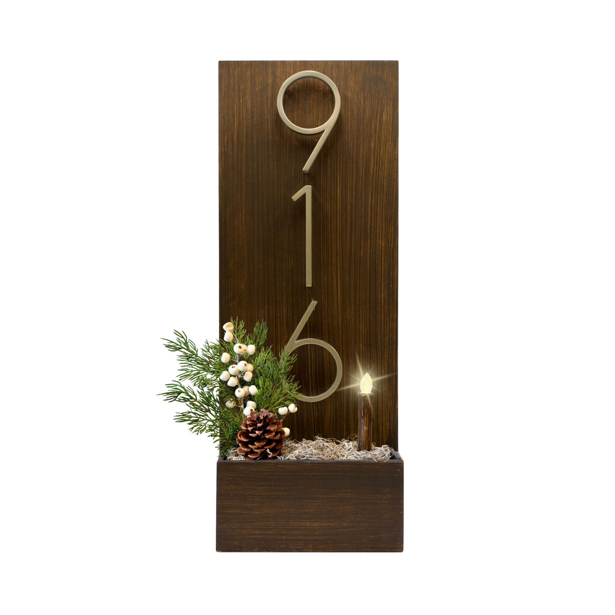 Vertical House Number Sign with Refillable Box