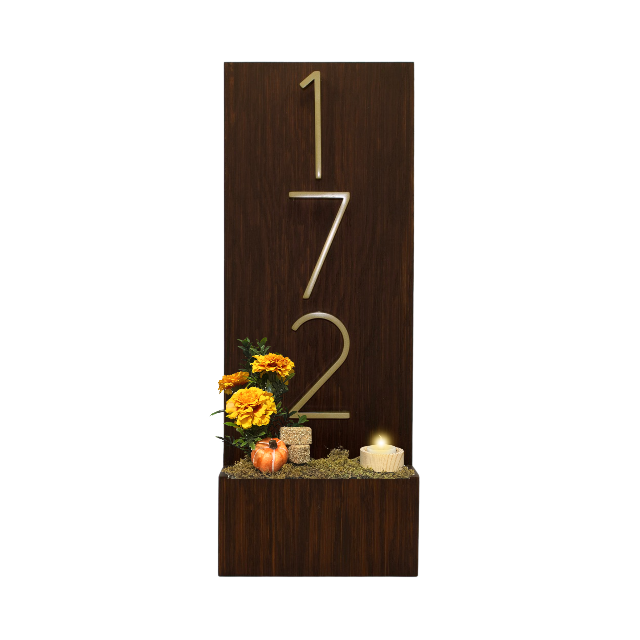 Vertical House Number Sign with Refillable Box