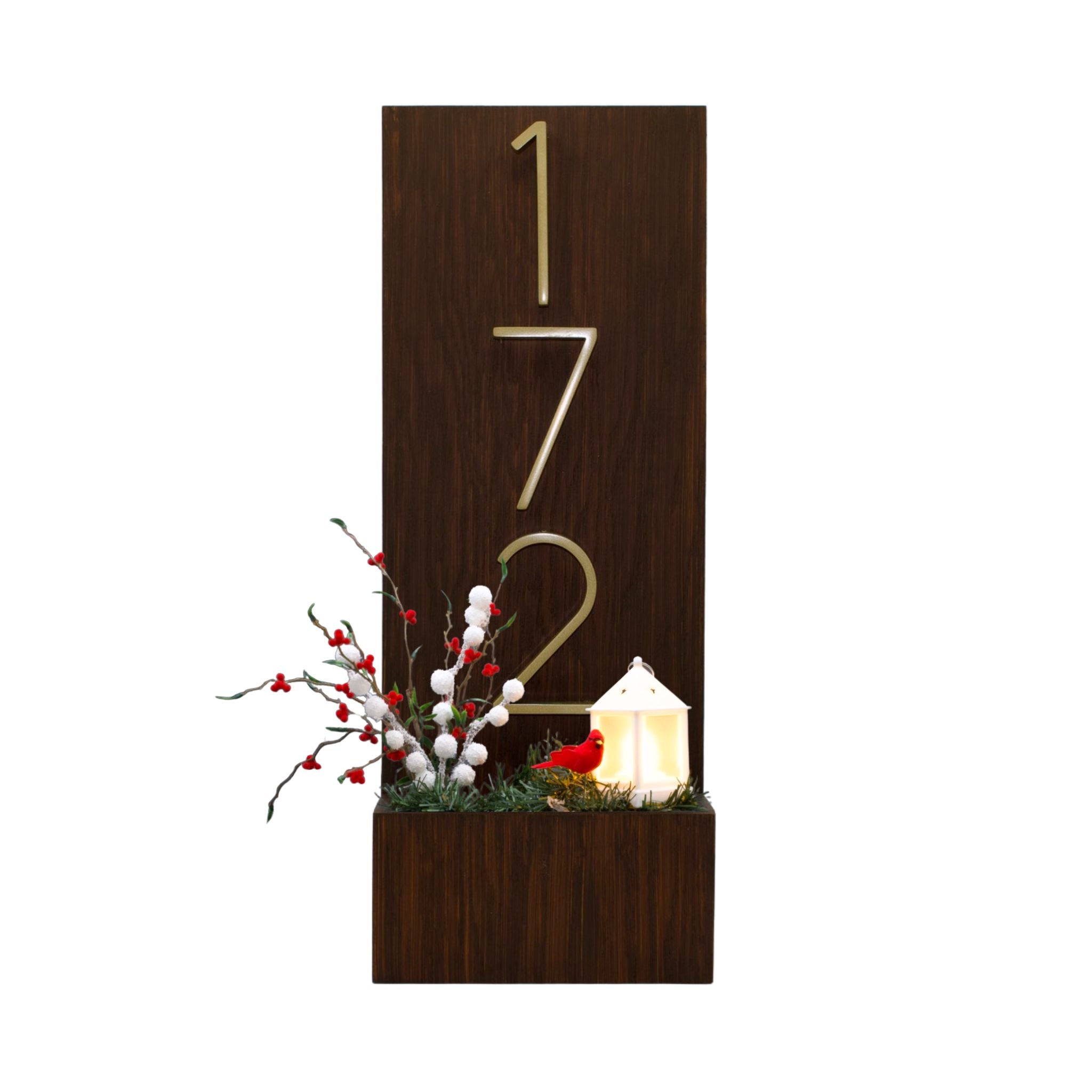 Vertical House Number Sign with Refillable Box