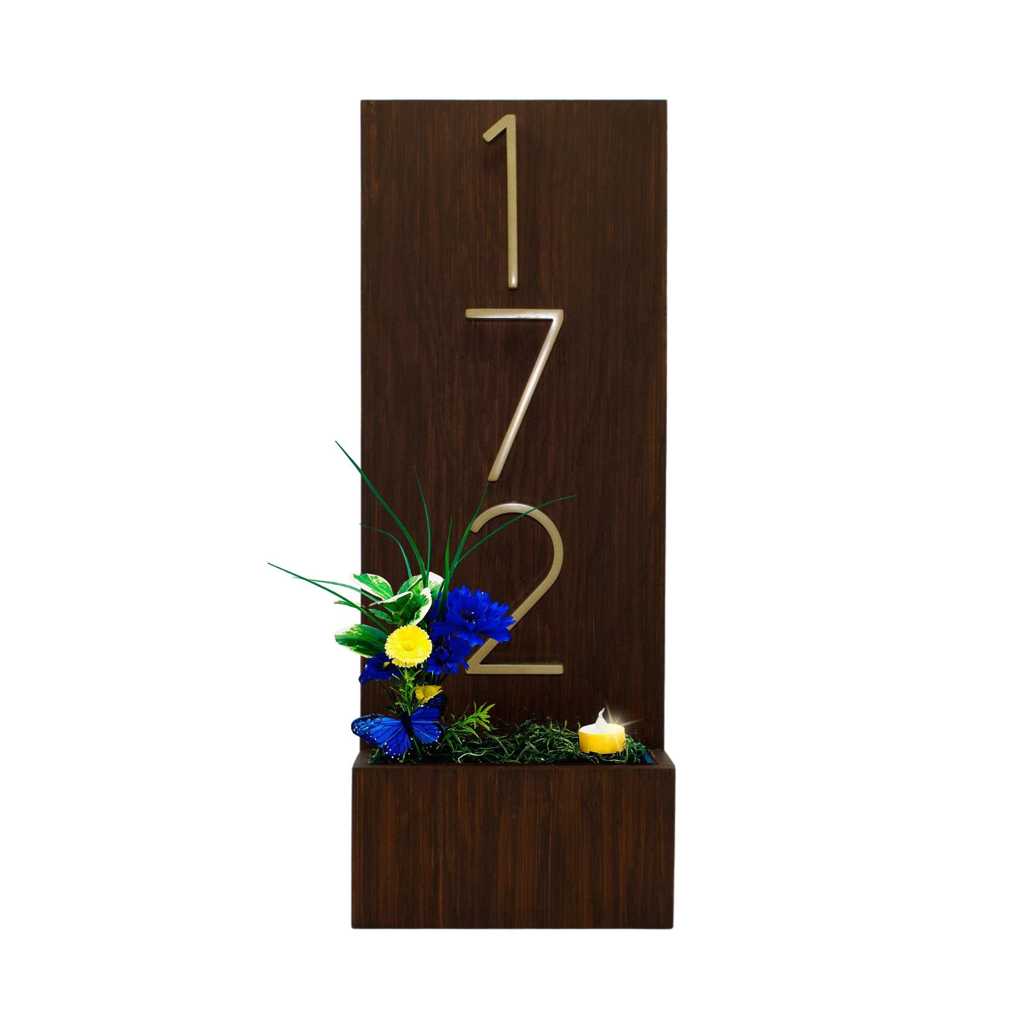 Vertical House Number Sign with Refillable Box
