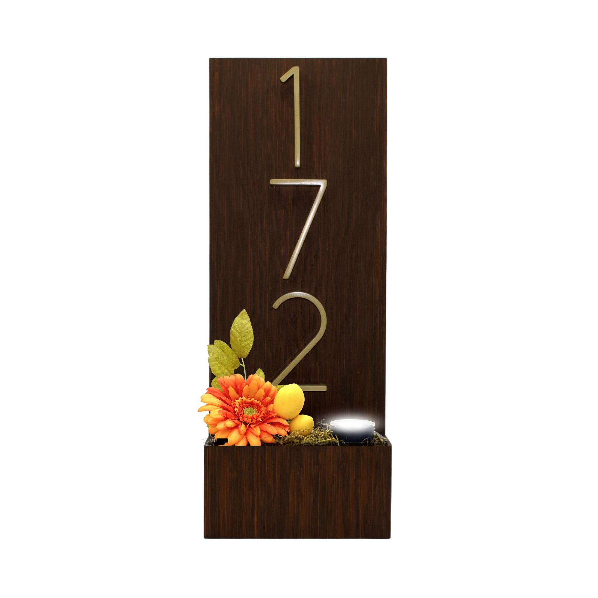 Vertical House Number Sign with Refillable Box