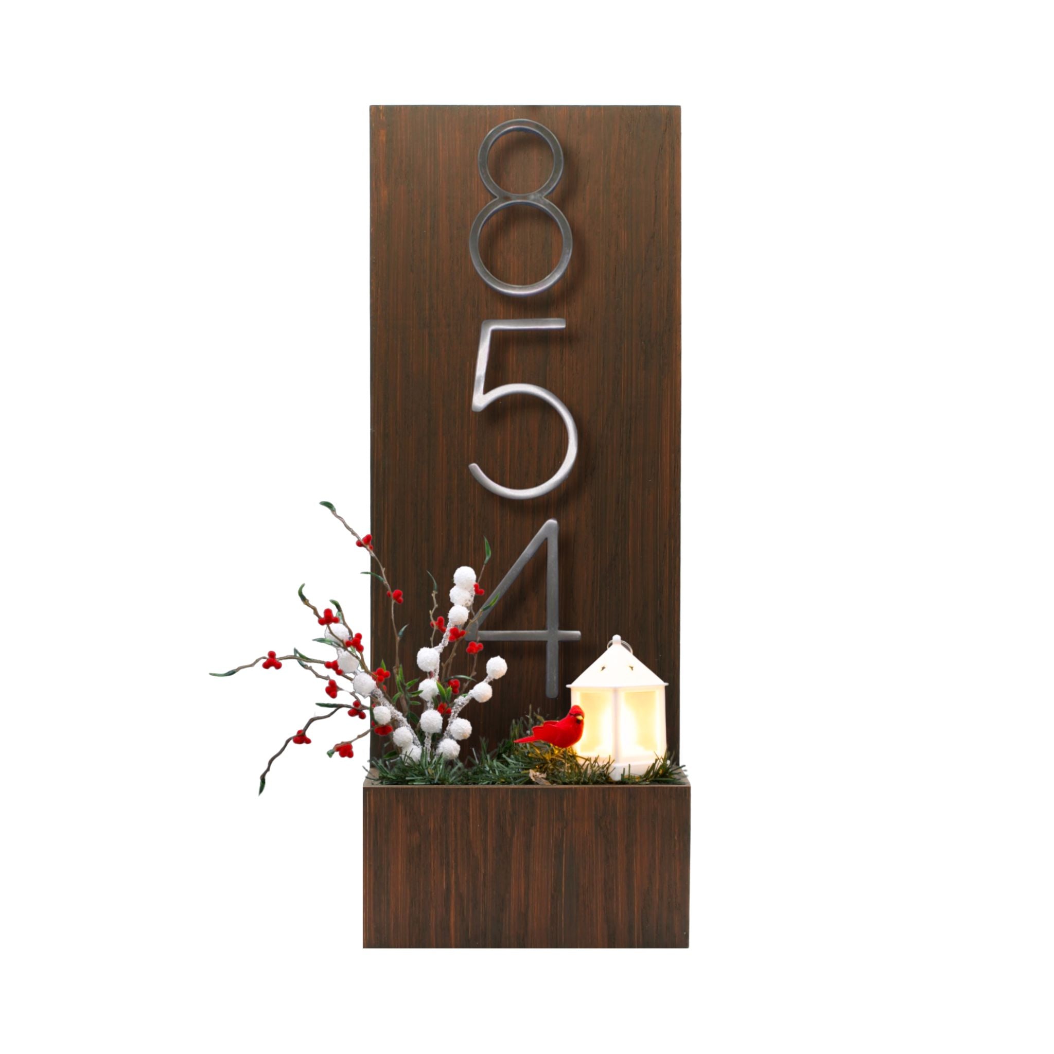 Vertical House Number Sign with Refillable Box