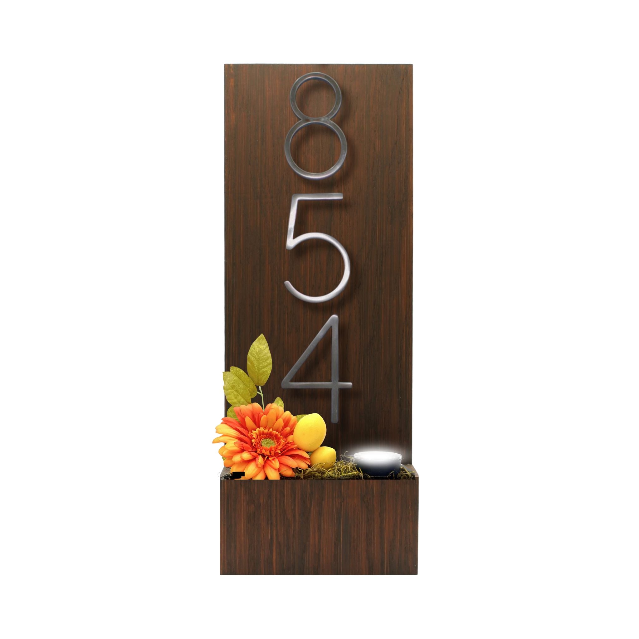 Vertical House Number Sign with Refillable Box
