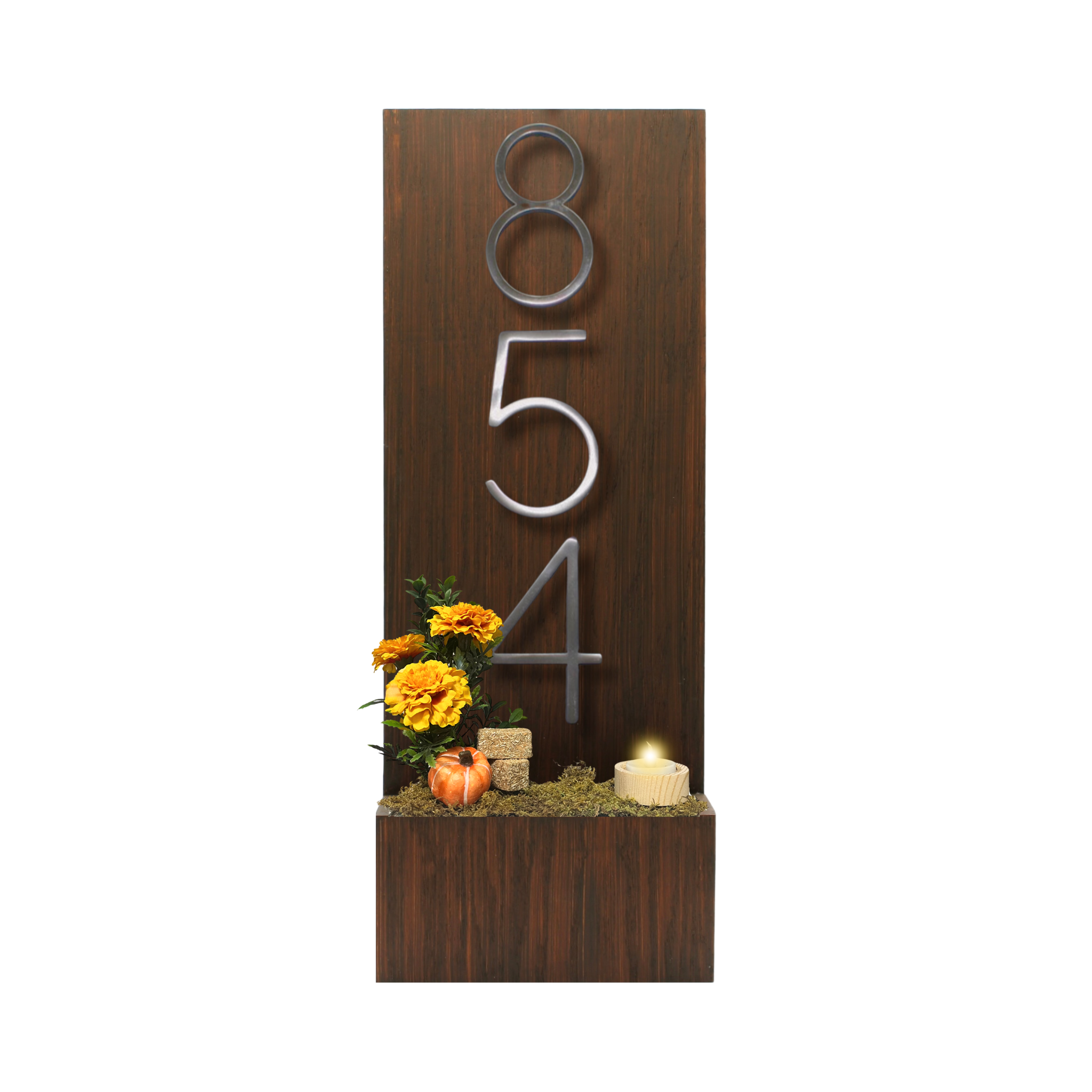 Vertical House Number Sign with Refillable Box