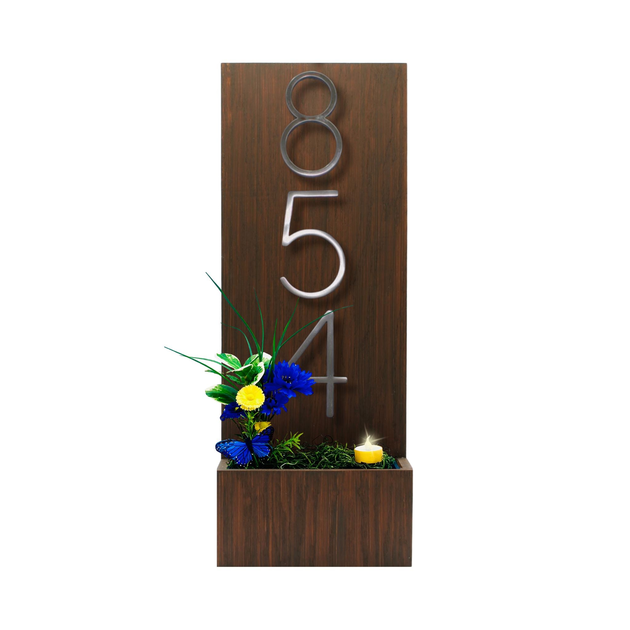 Vertical House Number Sign with Refillable Box