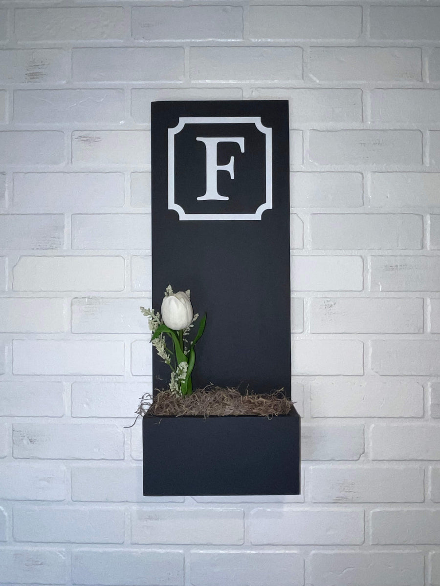 Vertical Custom House Sign with Last Name or Greeting and Planter Box ...