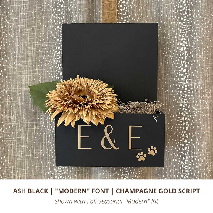Black Interior with Gold Modern Font and September Fall Modern Kit Custom Sign for apartments nursing homes or assisted living spaces. 