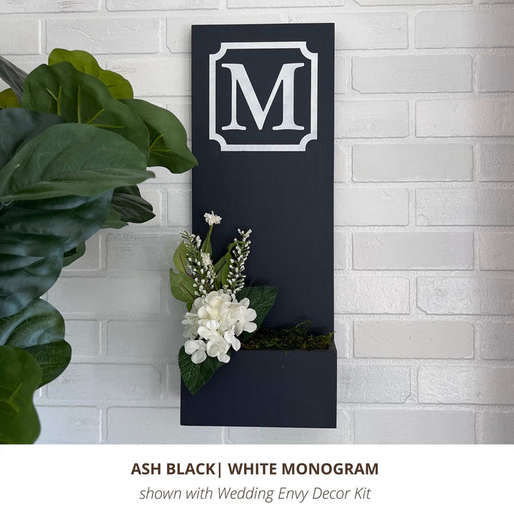 Custom Exterior House Sign Black Vertical Monogram F with Easter April Modern entry envy refill decor kit