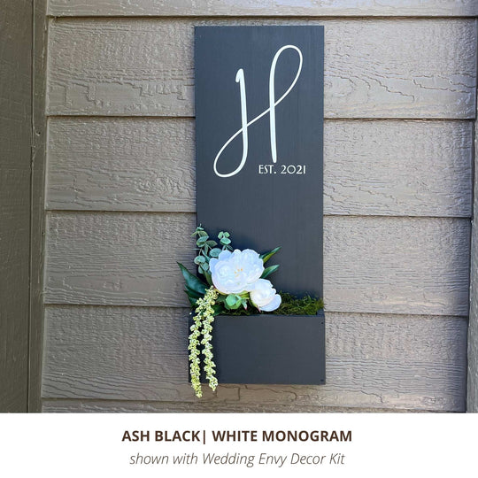 Black Vertical Monogram Wedding Gift Sign with Est Date