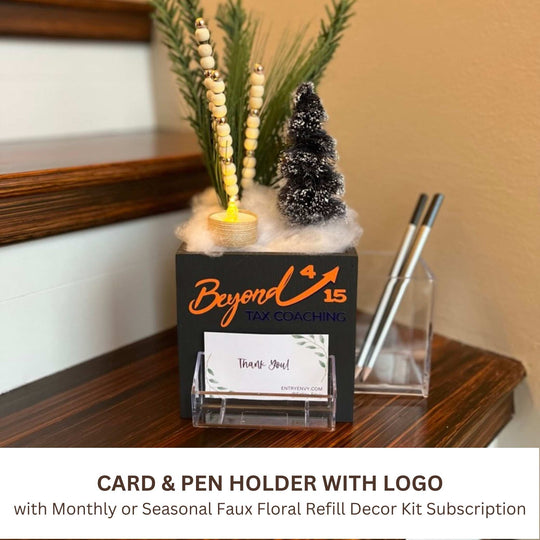 Business Envy Business Card and Pen Holder with optional logo and qr code