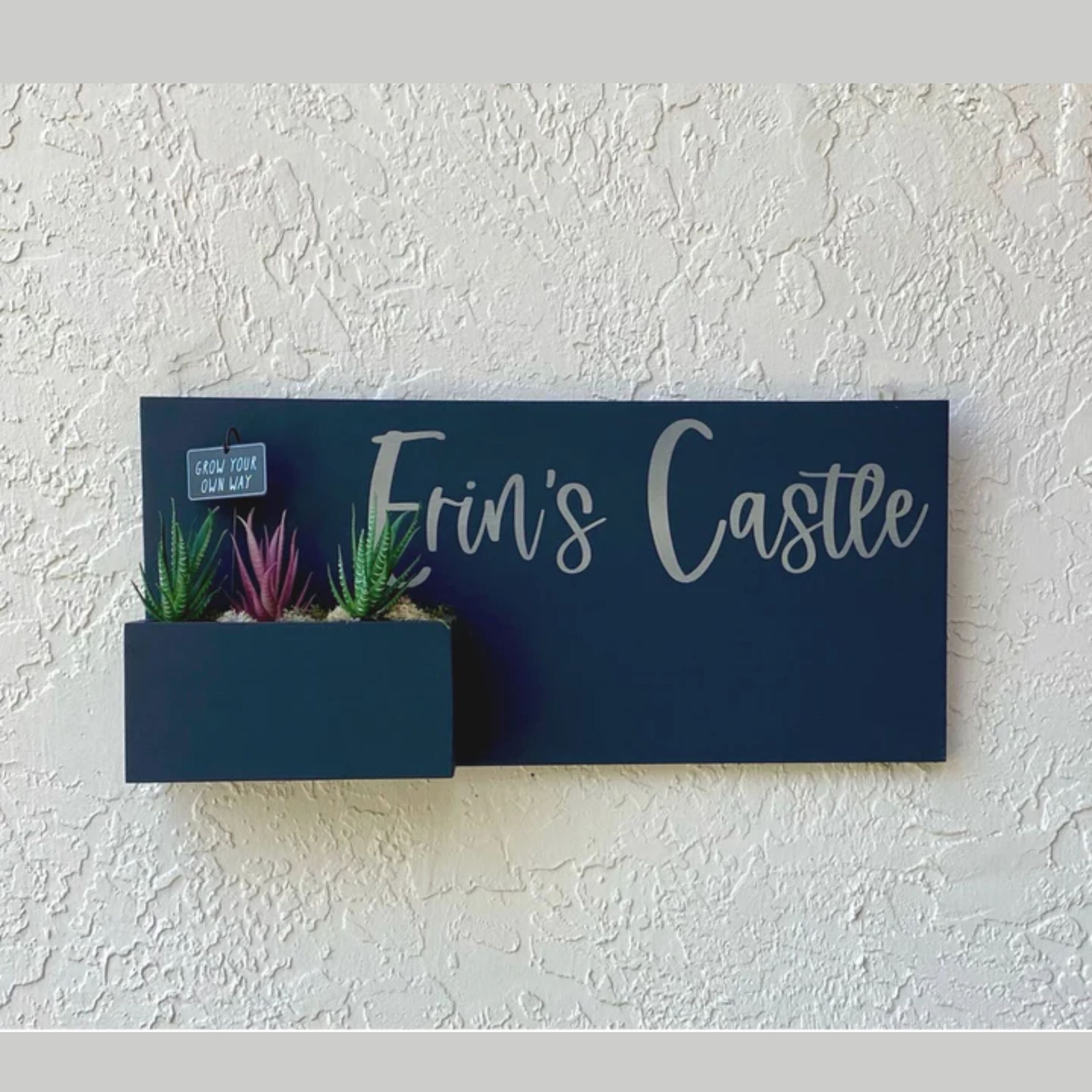 planter box house address Horizontal Custom House Sign with Planter Box – Personalized Messages
