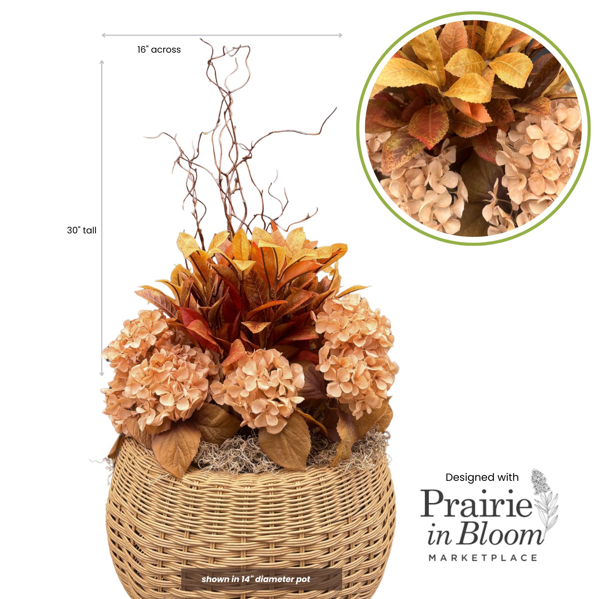 pot filler for artificial plants Faux Planters Deep Purple Hydrangeas