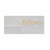 White wooden horizontal sign featuring “Welcome” in delicate gold handwritten script lettering. A matching white wooden holder is attached at the bottom left.