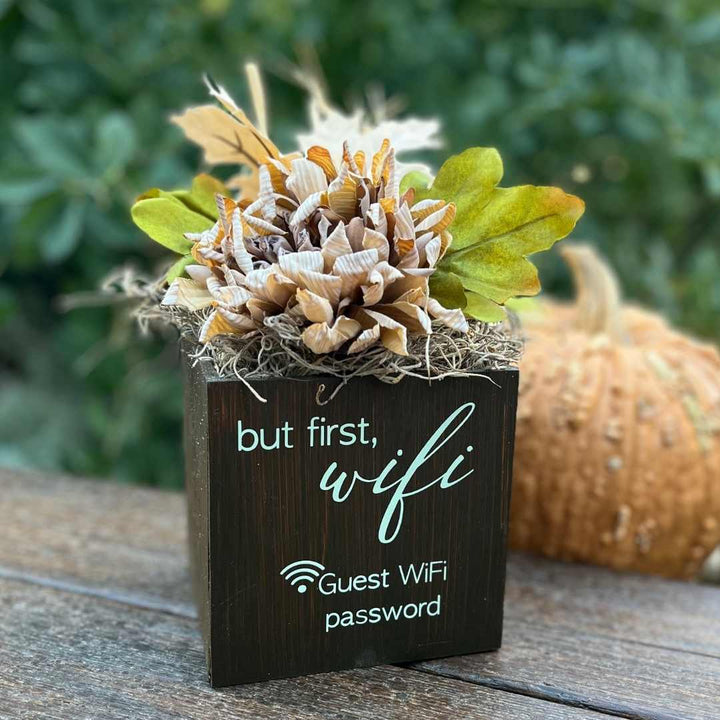 Little Envy Wifi network and password custom box in rich brown with fall seasonal kit
