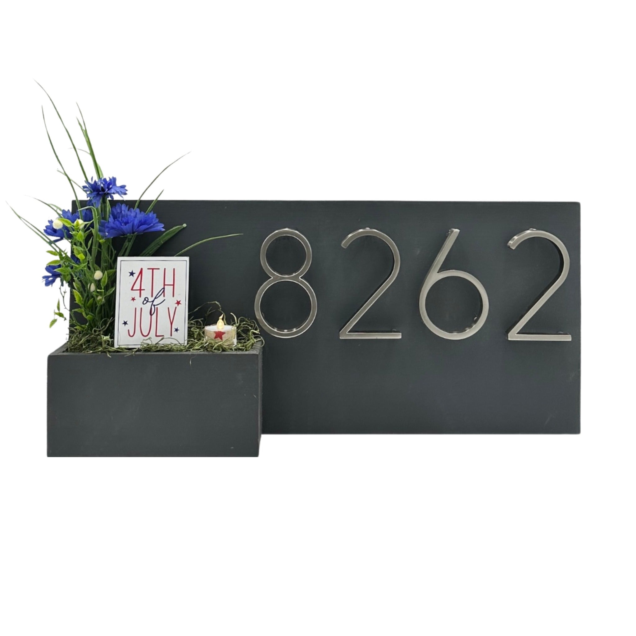Signature Envy Black Horizontal Modern House Number Custom Sign