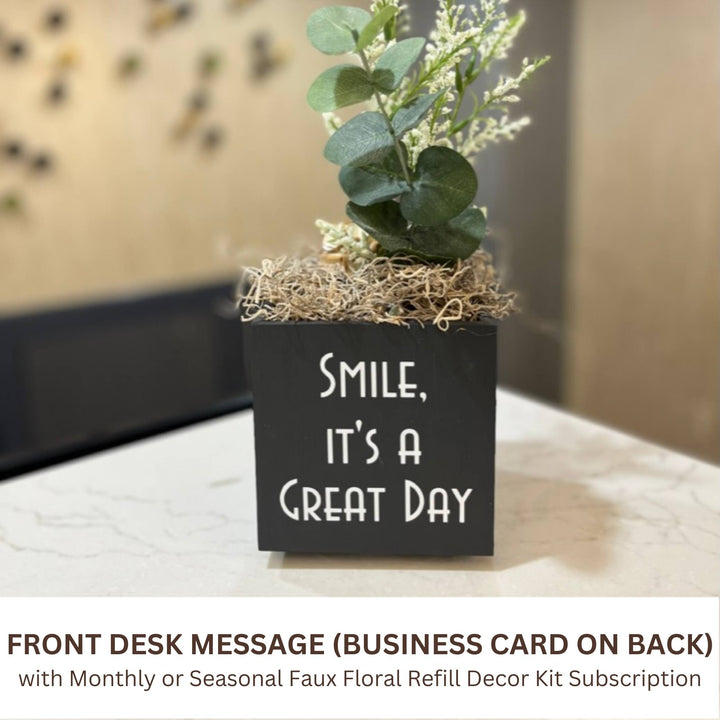 Smile it's a great day (business card holder on reverse side with turntable)