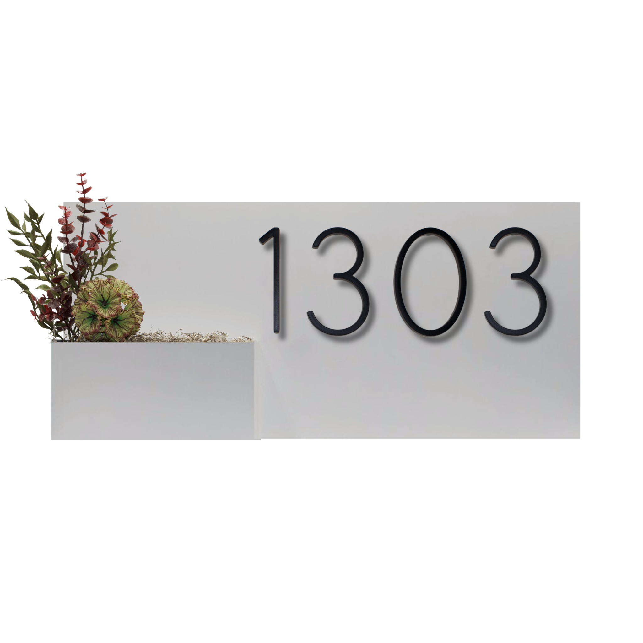 Horizontal House Number Sign with Refillable Box