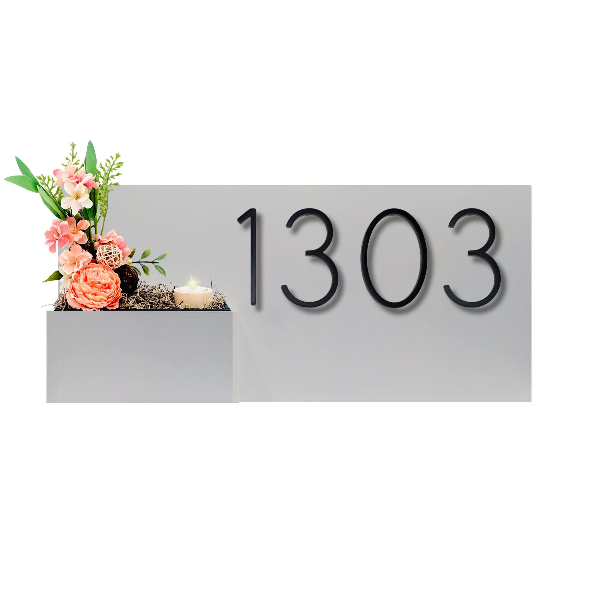 Horizontal House Number Sign with Refillable Box