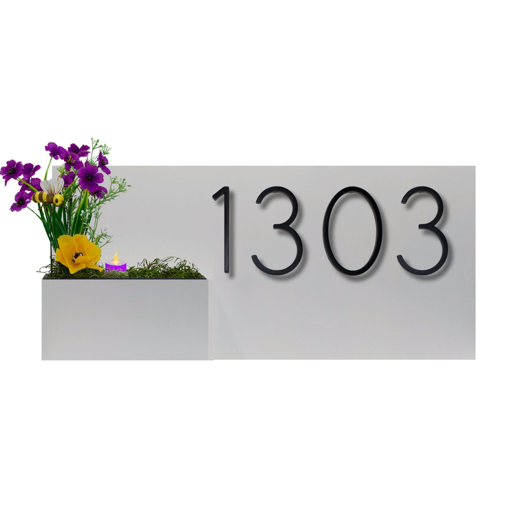 Horizontal House Number Sign with Refillable Box
