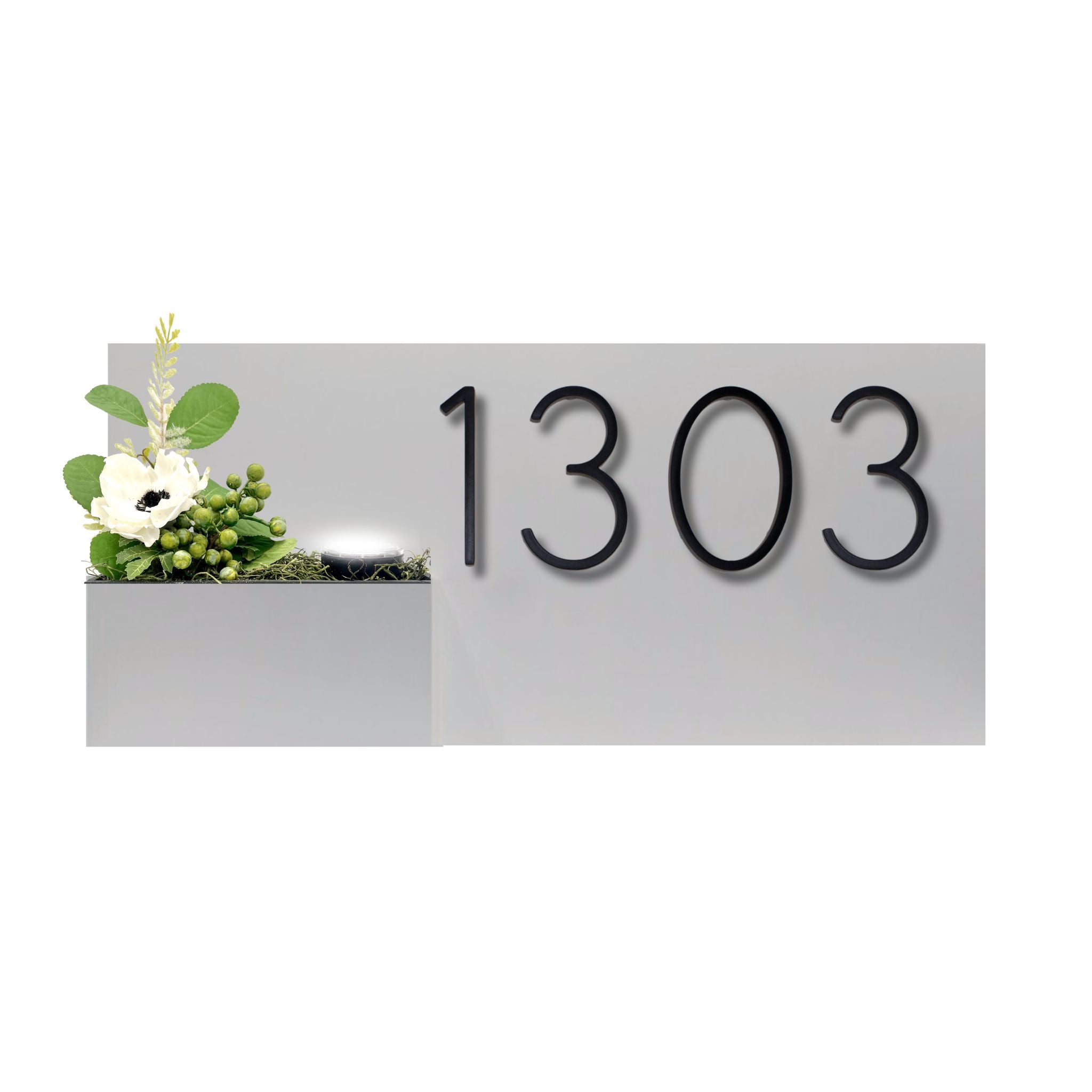 Horizontal House Number Sign with Refillable Box